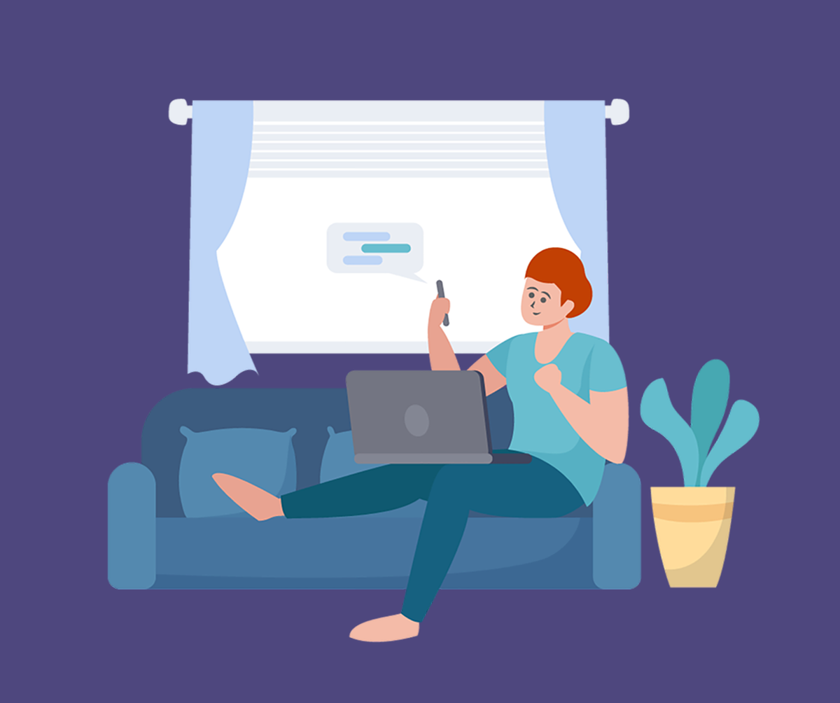 person sitting on couch with computer